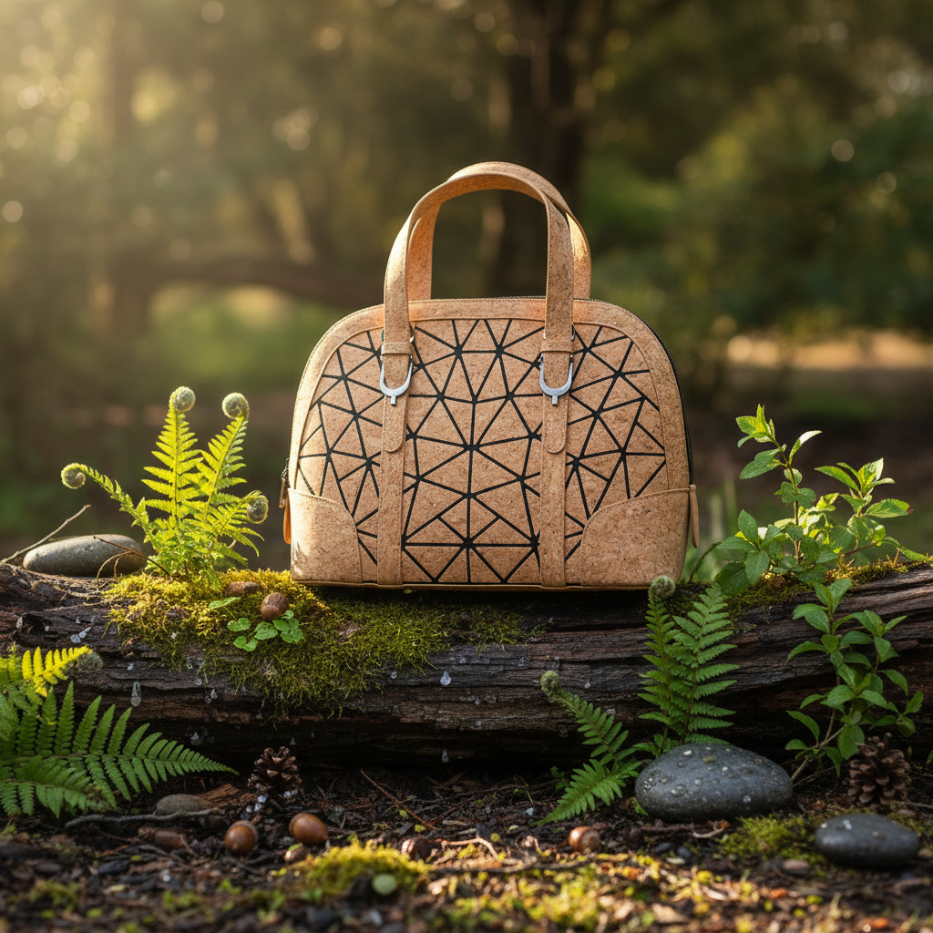 Geometric Cork Handbag in Nature Scene